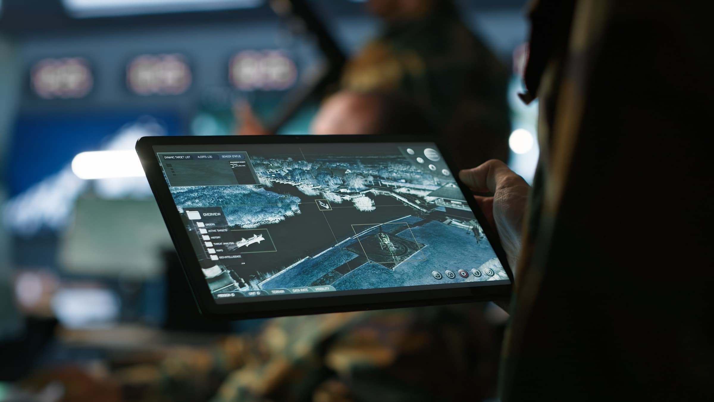 Field intelligence tablet showing situational data