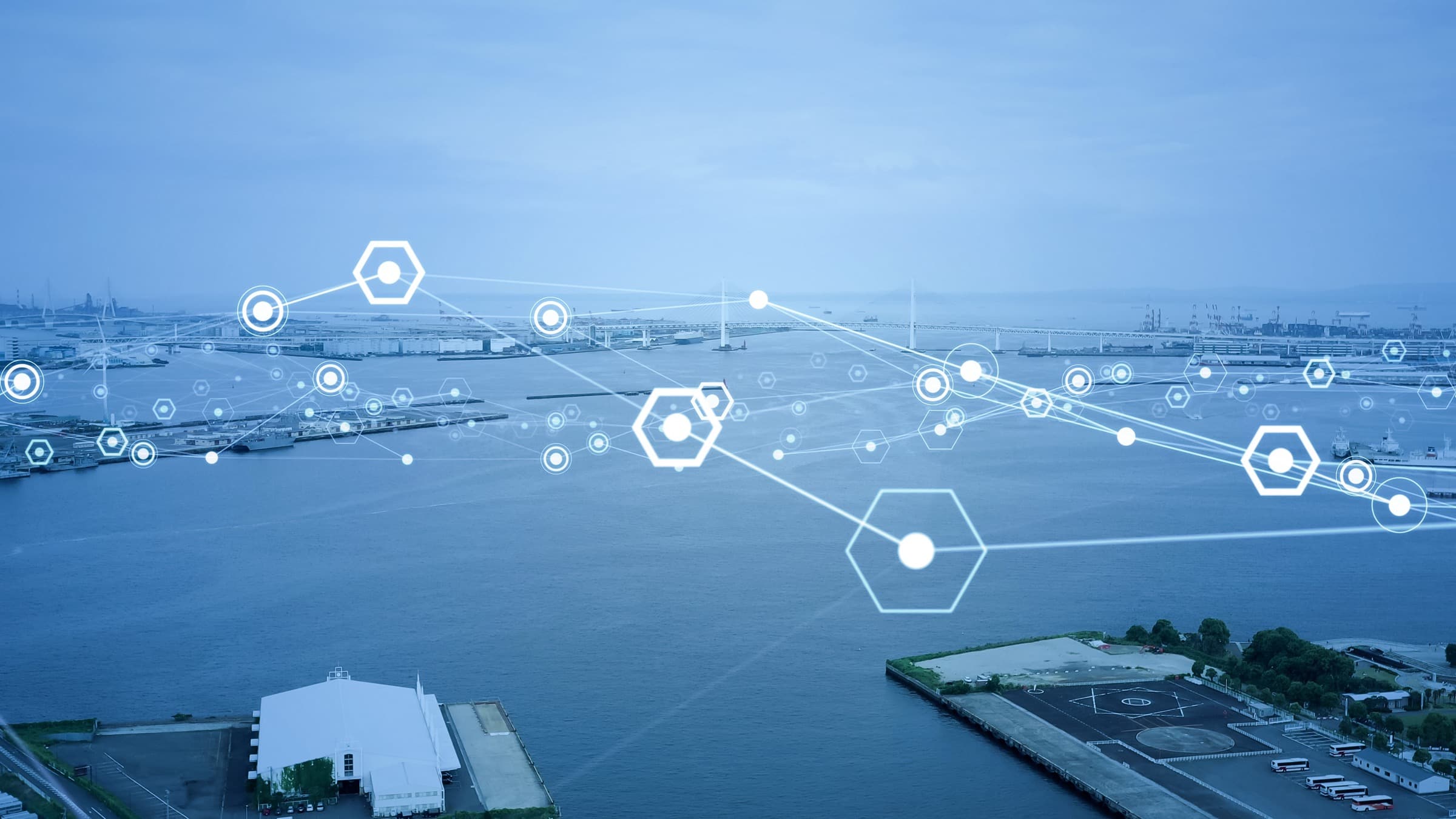 Infrastructure risk map over a harbor